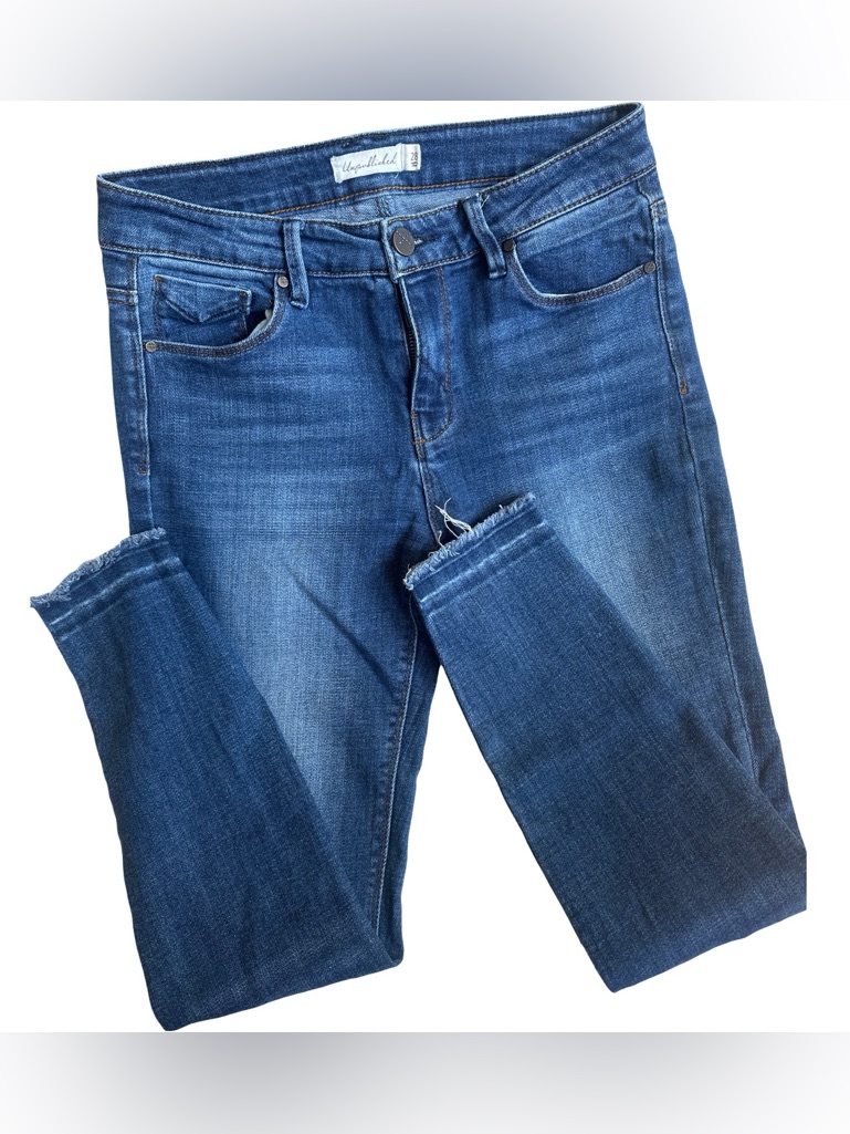 Unpublished High Rise Bootcut Jeans Size 28 Dark Wash Distressed Stretch Denim
